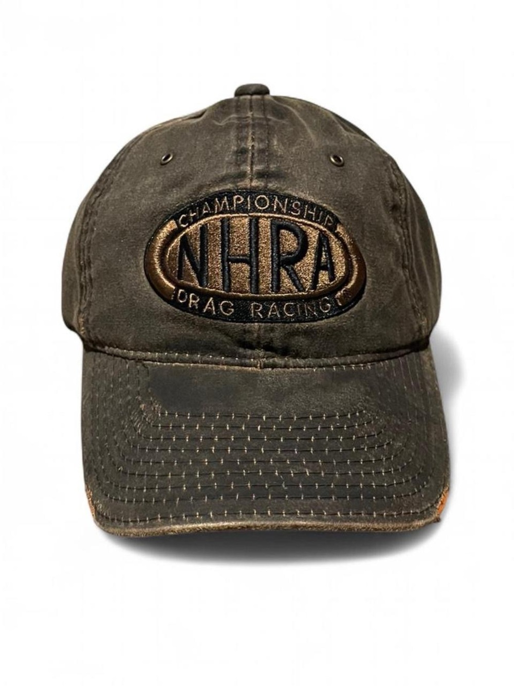 NHRA Drag Racing Main Gate Hat Brown Distressed Adjustable Strapback Cap